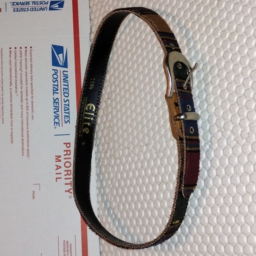 Vintage Elite Fresno CA Colorful Striped Belt with Buckle